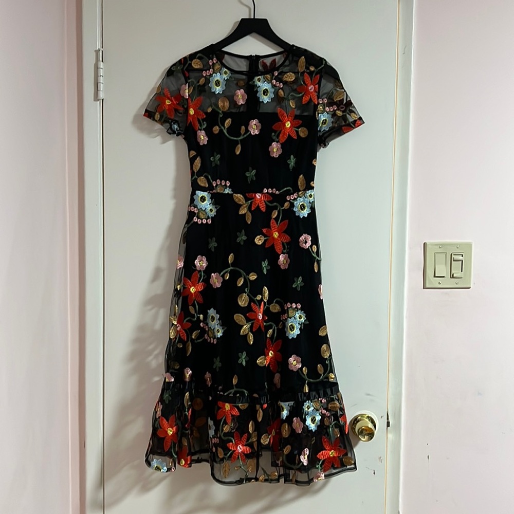 Black embroidered dress